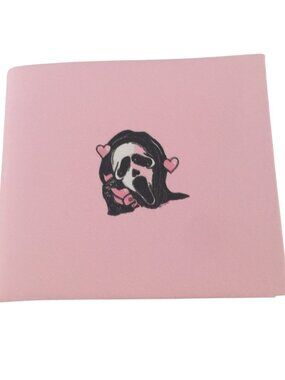 GHOSTFACE Pink Bi-Fold Wallet 4 Slots Zipper Coin Bill Slot